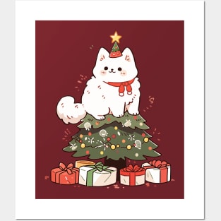 Funny Christmas Tree Cat Posters and Art